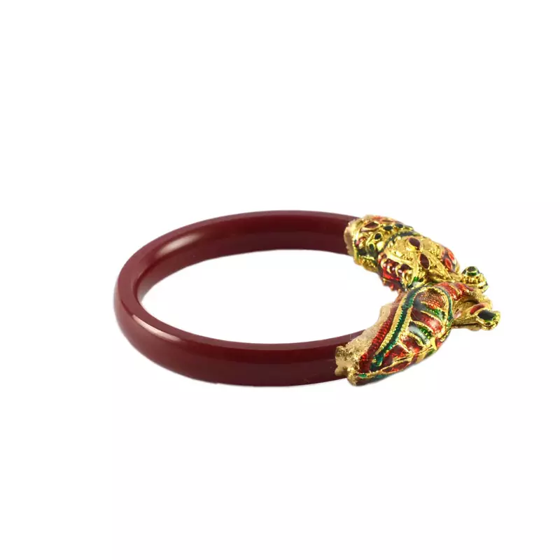 Extra Large Size Brass And Acrylic Bangle Color Maroon