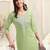 Pista green, white rayon sequins embroidery, plain pattern kurta for women