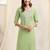 Pista green, white rayon sequins embroidery, plain pattern kurta for women