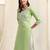 Pista green, white rayon sequins embroidery, plain pattern kurta for women