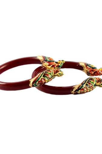 Extra Large Size Brass And Acrylic Bangle Color Maroon