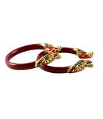 Extra Large Size Brass And Acrylic Bangle Color Maroon