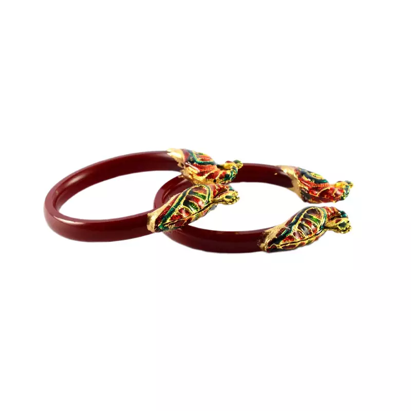 Extra Large Size Brass And Acrylic Bangle Color Maroon