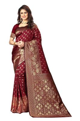 Banarasi Silk Zari Maroon Saree 2