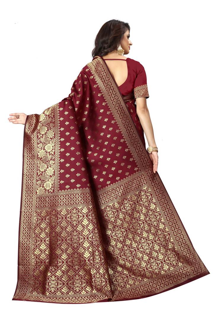 Banarasi Silk Zari Maroon Saree