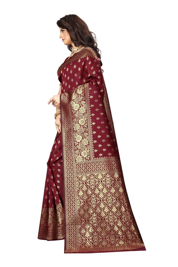 Banarasi Silk Zari Maroon Saree