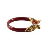 Extra Large Size Brass And Acrylic Bangle Color Maroon
