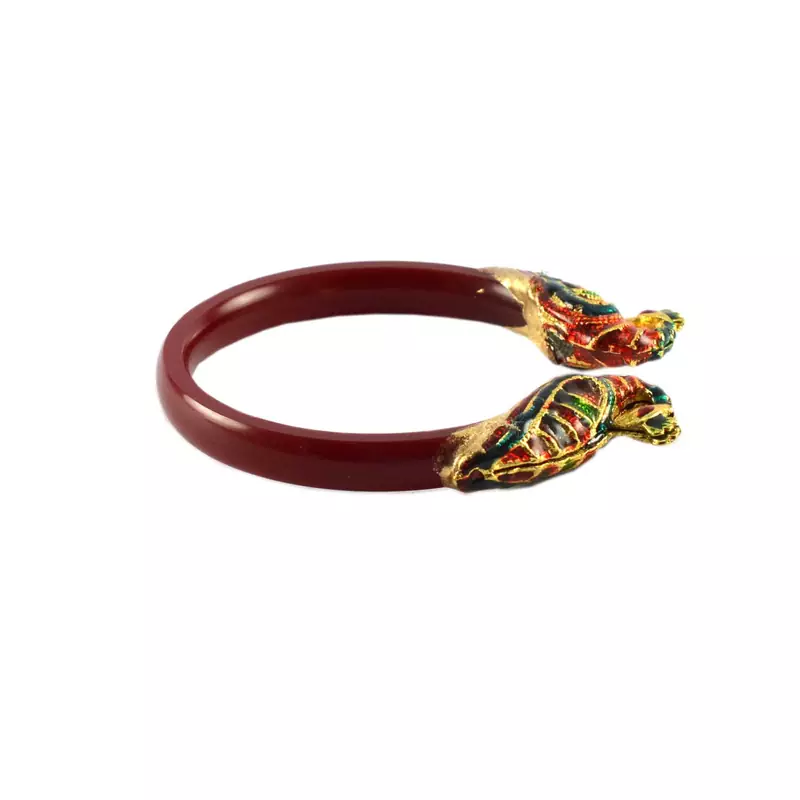 Extra Large Size Brass And Acrylic Bangle Color Maroon