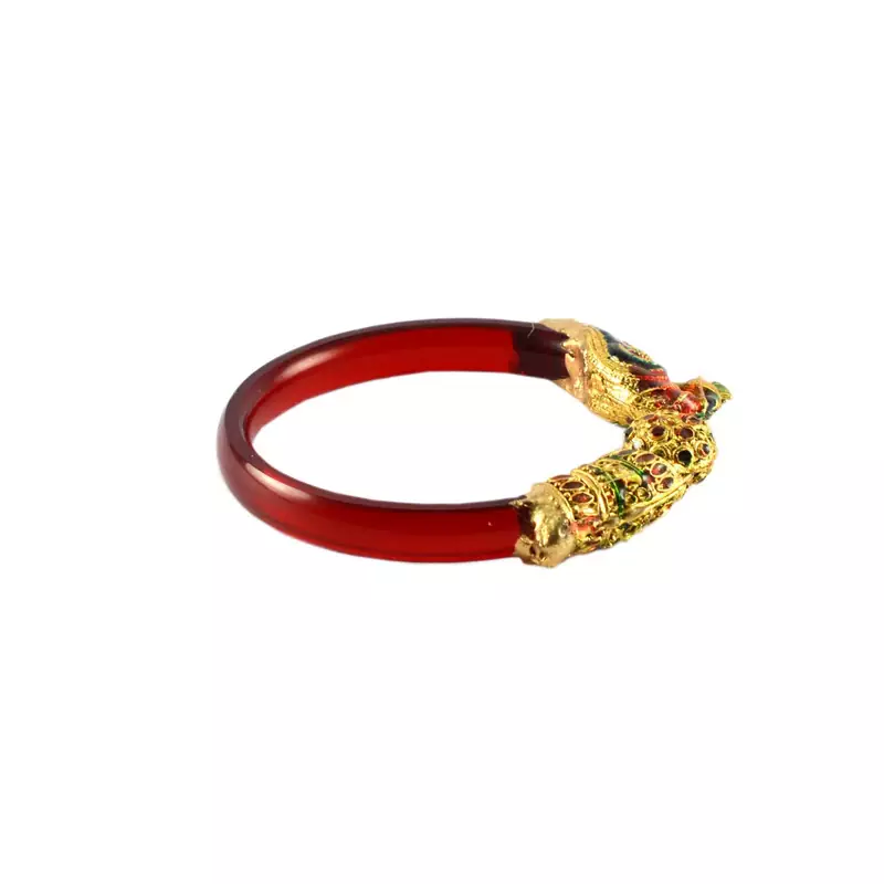 Extra Large Size Brass And Acrylic Bangle Color Red