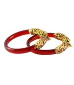 Extra Large Size Brass And Acrylic Bangle Color Red