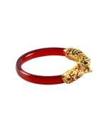 Extra Large Size Brass And Acrylic Bangle Color Red