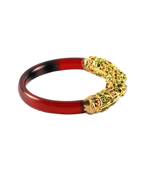 Extra Large Size Brass And Acrylic Bangle Color Red