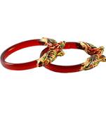 Extra Large Size Brass And Acrylic Bangle Color Red