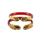 Extra Large Size Brass And Acrylic Bangle Color Red