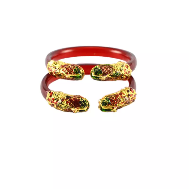 Extra Large Size Brass And Acrylic Bangle Color Red