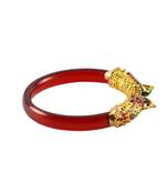 Extra Large Size Brass And Acrylic Bangle Color Red
