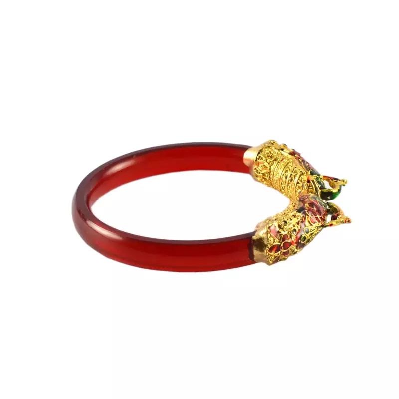 Extra Large Size Brass And Acrylic Bangle Color Red