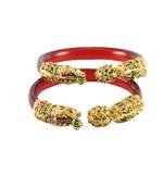 Extra Large Size Brass And Acrylic Bangle Color Red