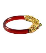 Extra Large Size Brass And Acrylic Bangle Color Red