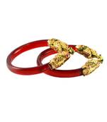 Extra Large Size Brass And Acrylic Bangle Color Red