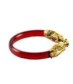 Extra Large Size Brass And Acrylic Bangle Color Red