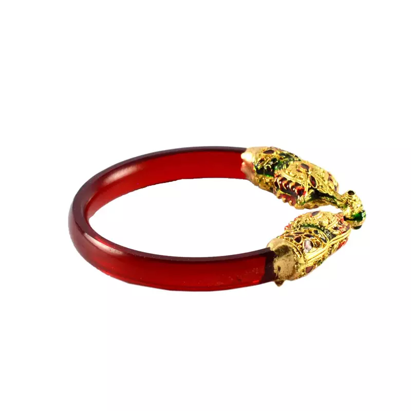 Extra Large Size Brass And Acrylic Bangle Color Red