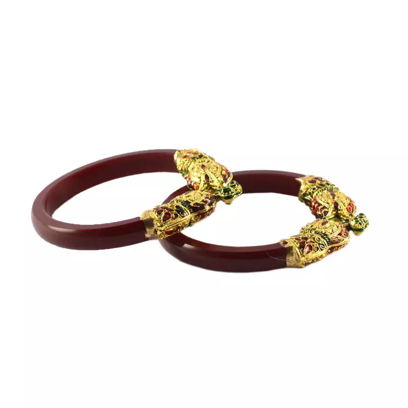 Extra Large Size Brass And Acrylic Bangle Color Maroon