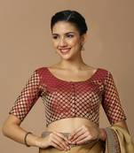 SALWAR STUDIO Women's Maroon Woven Design Saree Blouse