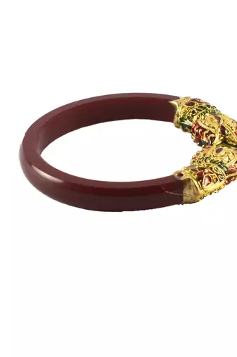 Extra Large Size Brass And Acrylic Bangle Color Maroon
