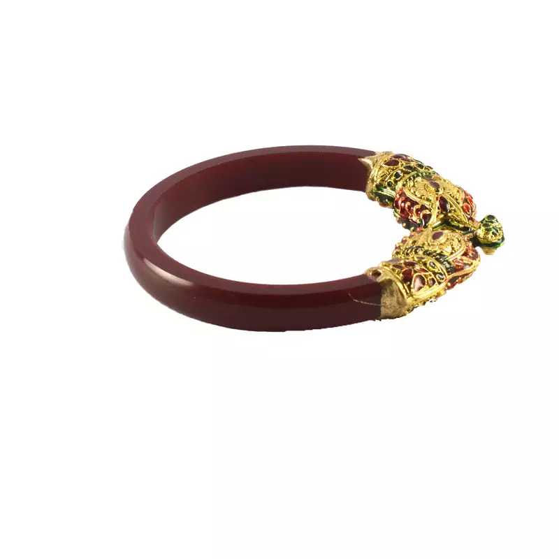 Extra Large Size Brass And Acrylic Bangle Color Maroon