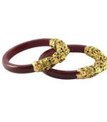 Extra Large Size Brass And Acrylic Bangle Color Maroon