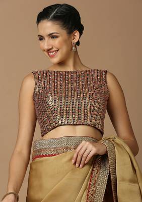 SALWAR STUDIO Women's Multicolor Embellished Saree Blouse 1