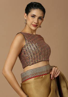 SALWAR STUDIO Women's Multicolor Embellished Saree Blouse 3