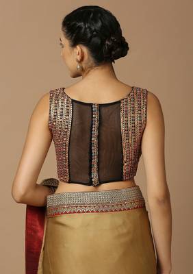 SALWAR STUDIO Women's Multicolor Embellished Saree Blouse 4