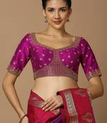 Magenta Silk Embroidered Readymade Blouse
