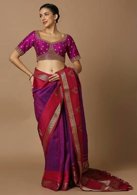 Magenta Silk Embroidered Readymade Blouse 6