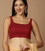 SALWAR STUDIO Women's Maroon Embroidered Saree Blouse