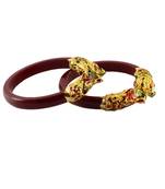 Extra Large Size Brass And Acrylic Bangle Color Maroon