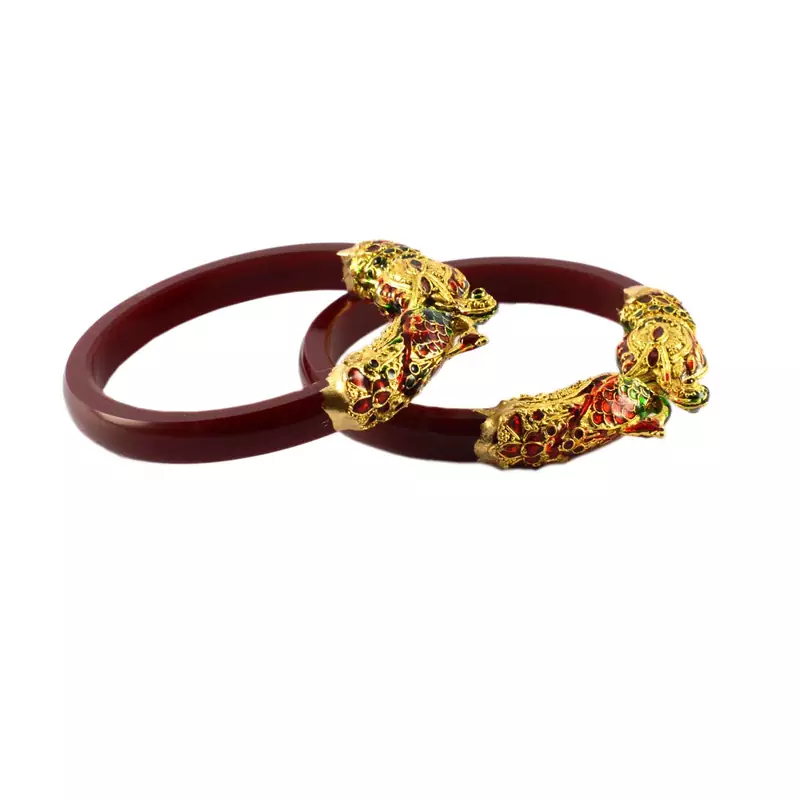 Extra Large Size Brass And Acrylic Bangle Color Maroon