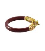 Extra Large Size Brass And Acrylic Bangle Color Maroon