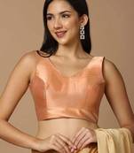 SALWAR STUDIO Women's Rose Gold Solid Saree Blouse