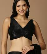 Black Silk Plain Readymade Blouse for Parties