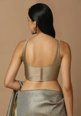 SALWAR STUDIO Women's Beige Solid Saree Blouse 4