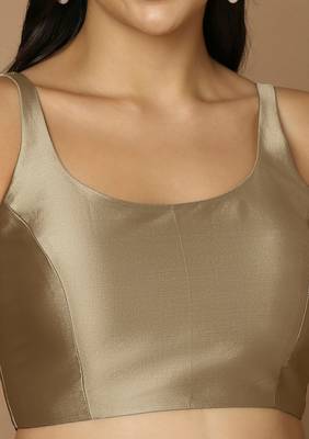 SALWAR STUDIO Women's Beige Solid Saree Blouse 5