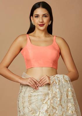 SALWAR STUDIO Women's Peach Solid Saree Blouse 1