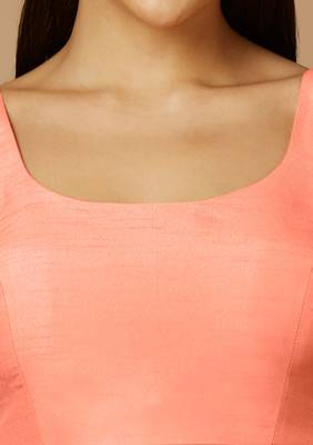 SALWAR STUDIO Women's Peach Solid Saree Blouse 5