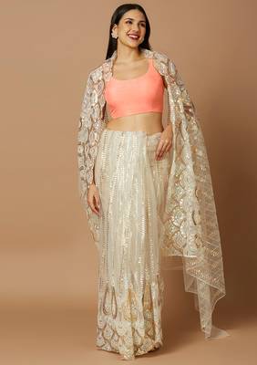 SALWAR STUDIO Women's Peach Solid Saree Blouse 6