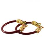 Extra Large Size Brass And Acrylic Bangle Color Maroon