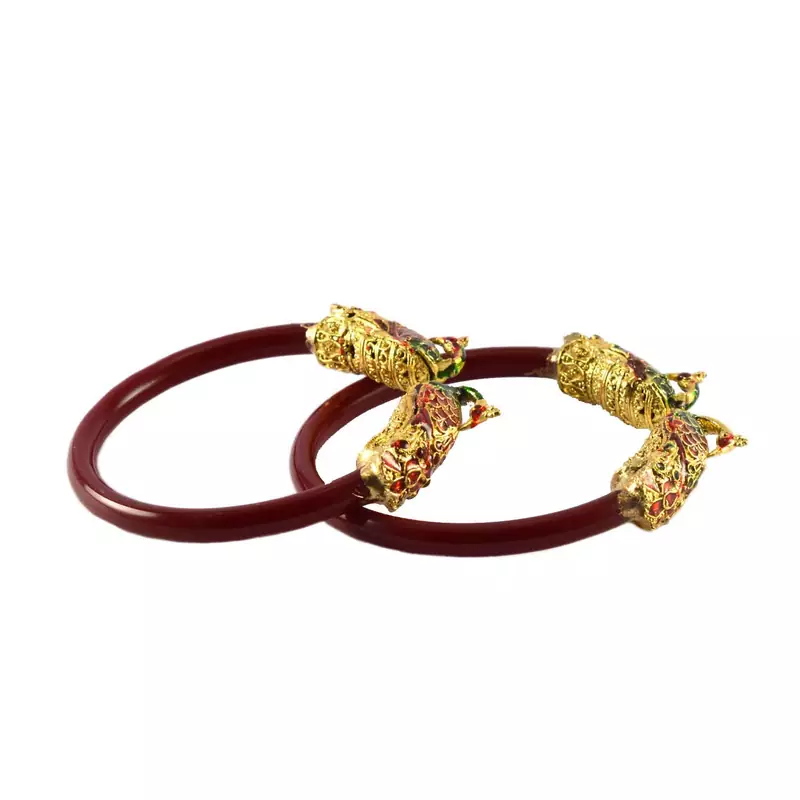 Extra Large Size Brass And Acrylic Bangle Color Maroon
