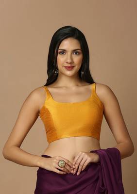 Mustard Silk Plain Readymade Blouse 1